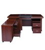 Ankara Executive Office Table with Side Runner & Drawer Cart in Brown Polish