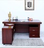 Ankara Executive Office Table with Side Runner & Drawer Cart in Brown Polish