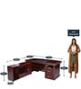 Ankara Executive Office Table with Side Runner & Drawer Cart in Brown Polish