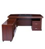 Ankara Executive Office Table with Side Runner & Drawer Cart in Brown Polish