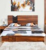 Ankara Sheesham Wood King Size Bed in Walnut Finish with Hydraulic Storage