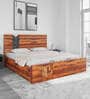 Ankara Sheesham Wood King Size Bed in Walnut Finish with Hydraulic Storage
