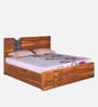 Ankara Sheesham Wood King Size Bed in Walnut Finish with Hydraulic Storage