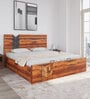 Ankara Sheesham Wood King Size Bed in Walnut Finish with Hydraulic Storage