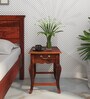 Anne Sheesham Wood Bedside Table In Honey Oak Finish With Drawer