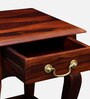 Anne Sheesham Wood Bedside Table In Honey Oak Finish With Drawer