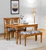 Antara Sheesham Wood 4 Seater Dining Set in Scratch Resistant Rustic Teak Finish With Bench