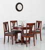 Antara Sheesham Wood 4 Seater Round Dining Set in Scratch Resistant Honey Oak Finish