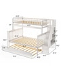 Farmhouse Pine Wood Trundle Bunk Bed in White