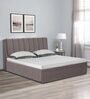 Antho Upholstered King Size Bed In Velvet Stone Finish With Box Storage