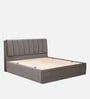 Antho Upholstered King Size Bed In Velvet Stone Finish With Box Storage