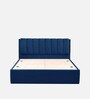 Antho Upholstered King Size Bed In Velvet Blue Finish With Box Storage