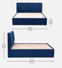 Antho Upholstered King Size Bed In Velvet Blue Finish With Box Storage