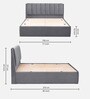 Antho Upholstered King Size Bed In Velvet Space Grey Finish With Box Storage