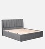 Antho Upholstered King Size Bed In Velvet Space Grey Finish With Box Storage