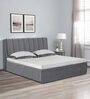 Antho Upholstered King Size Bed In Velvet Space Grey Finish With Box Storage