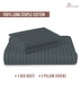 Anthrazit Grey Stripe 300 TC Cotton Super King Sized Bedsheet with 2 Pillow Covers