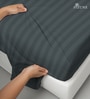 Anthrazit Grey Stripe 300 TC Cotton Super King Sized Bedsheet with 2 Pillow Covers
