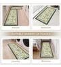 Pack of 2 Green Floral Runner and Door Mat Combo