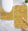 Anti Gold Microfibre 16x24 Inches Fluffy Bath Mat Set Of 2