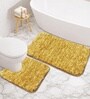 Anti Gold Microfibre 16x24 Inches Fluffy Bath Mat Set Of 2