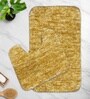 Anti Gold Microfibre 16x24 Inches Fluffy Bath Mat Set Of 2