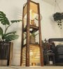 Antilia Brown Wooden Shelf Floor Lamp with brown base