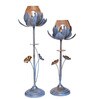 Antique (Set of 2) Iron T- Light Holder (white & gold)