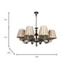 Antique Aluminium 8-Light Tapered Beige Cane Shade Ceiling Chandelier Hanging
