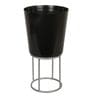 Antique Black Iron Desk Pot with Metal Stand