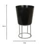 Antique Black Iron Desk Pot with Metal Stand