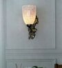 Antique Brass 12 Inch Single Light Steel Wall Lamp With Multicolor Bell Glass Shade