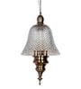 Antique Brass 3 Light Bell Pendant Light with Golden Cut Glass