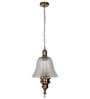 Antique Brass 3 Light Bell Pendant Light with Golden Cut Glass