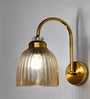 Antique Brass Amber Ribbed Glass Wall Light