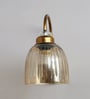 Antique Brass Amber Ribbed Glass Wall Light