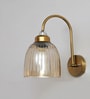 Antique Brass Amber Ribbed Glass Wall Light