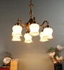 Tinsley Antique Brass Glass Shaded Chandelier