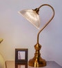 Antique Brass finished Retro Reading Lamp with Fluted Glass Bowl Shade