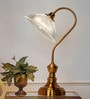 Antique Brass finished Retro Reading Lamp with Fluted Glass Bowl Shade