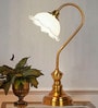 Antique Brass Retro Reading Lamp with Milky White Frilled Glass Shade