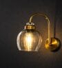 Antique Brass Smoked Glass Wall Sconce