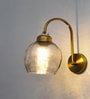 Antique Brass Smoked Glass Wall Sconce