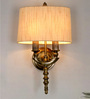 Antique Brass Victorian 23 Inch Dual-Light Aluminium Wall Lamp With Rounded Square Cream Textured Fabric Shade