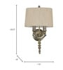 Antique Brass Victorian 23 Inch Dual-Light Aluminium Wall Lamp With Rounded Square Cream Textured Fabric Shade