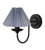 Antique Brass Wall Sconces Lighting Fixture, E27, Fabric Shade, Black, Pleated Grey
