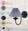 Antique Brass Wall Sconces Lighting Fixture, E27, Fabric Shade, Black, Pleated Grey