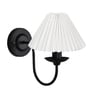 Antique Brass Wall Sconces Lighting Fixture, E27, Fabric Shade, Black, Pleated White