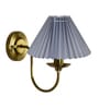 Antique Brass Wall Sconces Lighting Fixture, E27, Fabric Shade, Brass, Pleated Grey