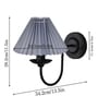 Antique Brass Wall Sconces Lighting Fixture, E27, Fabric Shade, Black, Pleated Grey